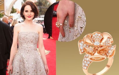 Michelle Dockery was spotted with a massive ring on her finger.